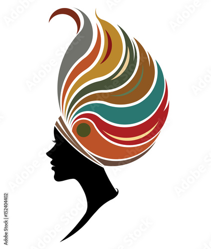 African women silhouette fashion models on white background