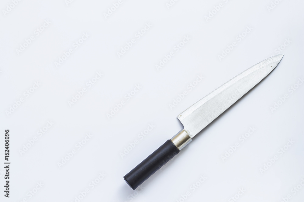Kitchen knives on on white background, Copy space. Kitchen knives on on white background, Copy space.