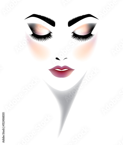 young beautiful woman face on a white background