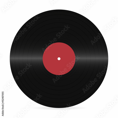 Vinyl record. Blank realistic vinyl disc mockup on white background. Graphic design element for scrapbooking, musical flyer