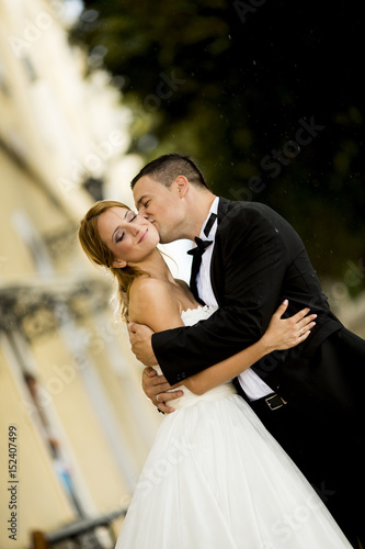 Wedding couple outdoors