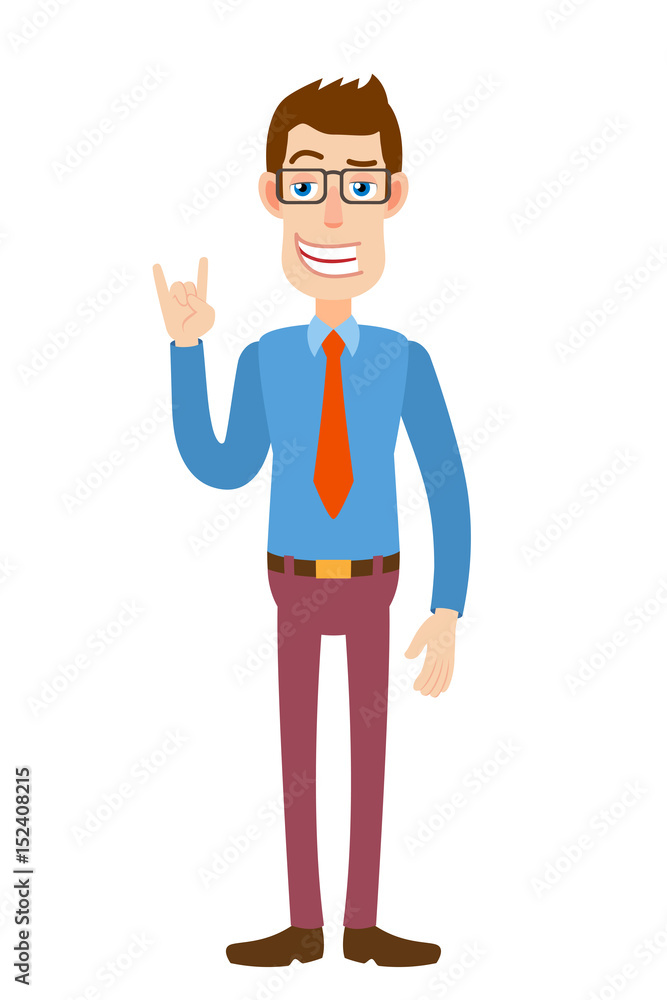 Businessman showing Rock and Roll sign Businessman showing Rock and Roll sign
