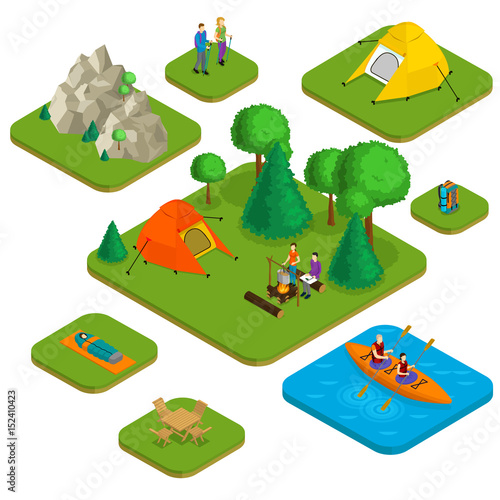 Isometric Colorful Active Recreation Concept