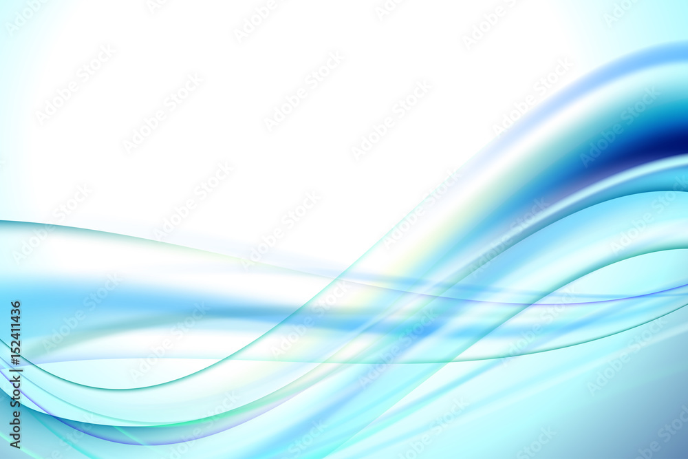 Fototapeta premium Background in white, blue and turquoise tones with wavy lines
