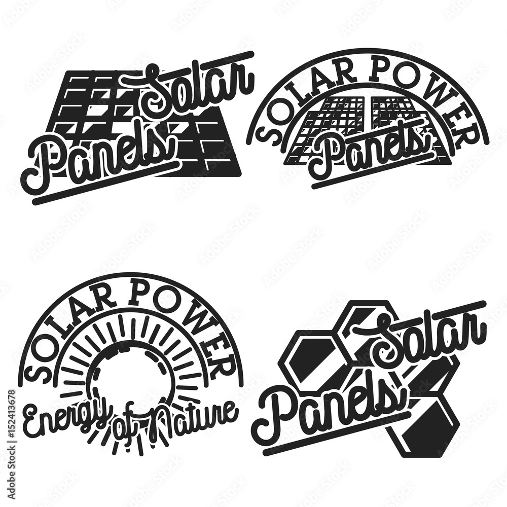 Obraz premium Vintage solar panels emblems