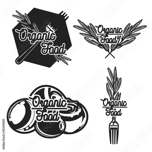 Vintage organic food emblems