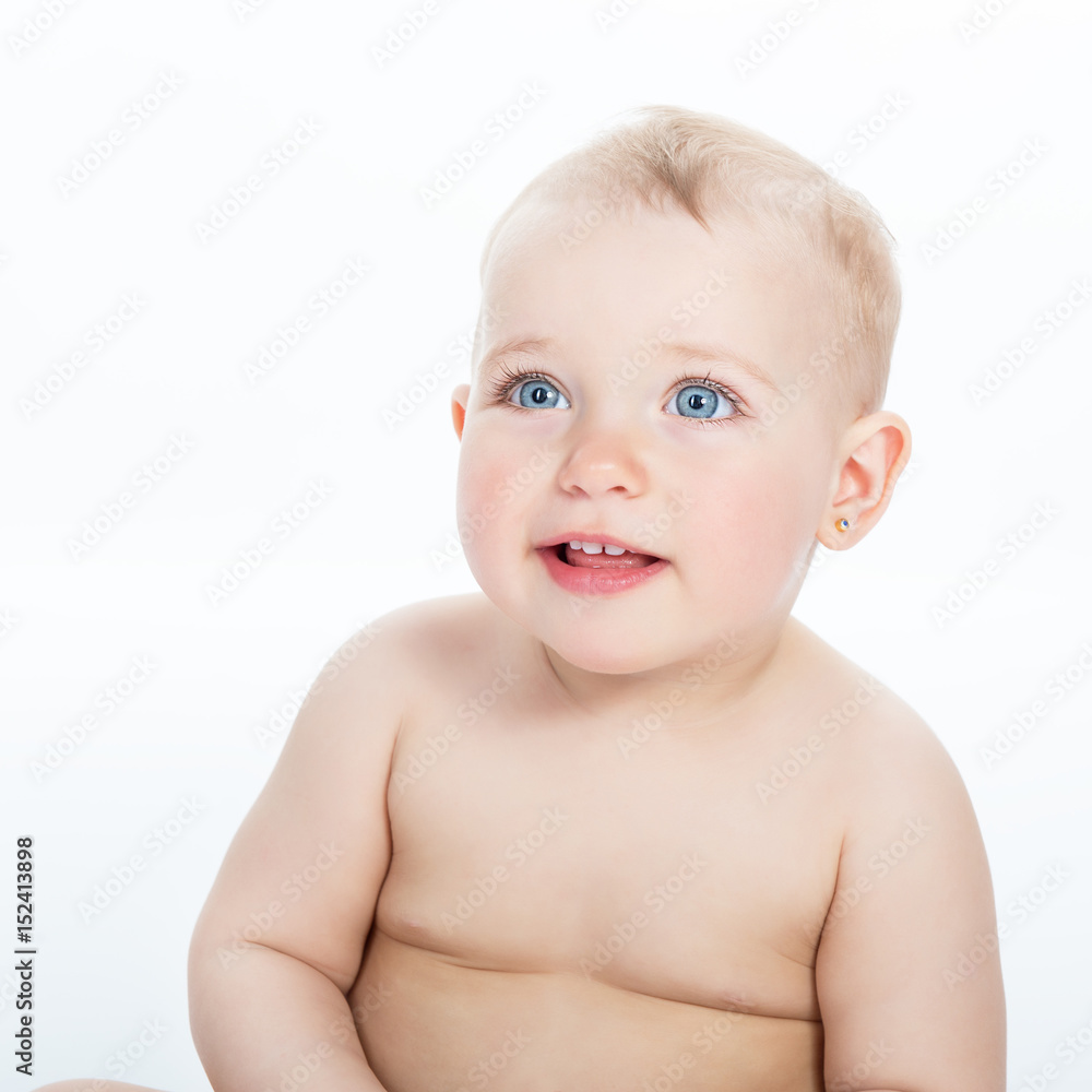 Adorable kid. Portrait of beautiful little girl isolated on white background. Cute child, studio shot. Adorable kid. Portrait of beautiful little girl isolated on white background. Cute child, studio shot.
