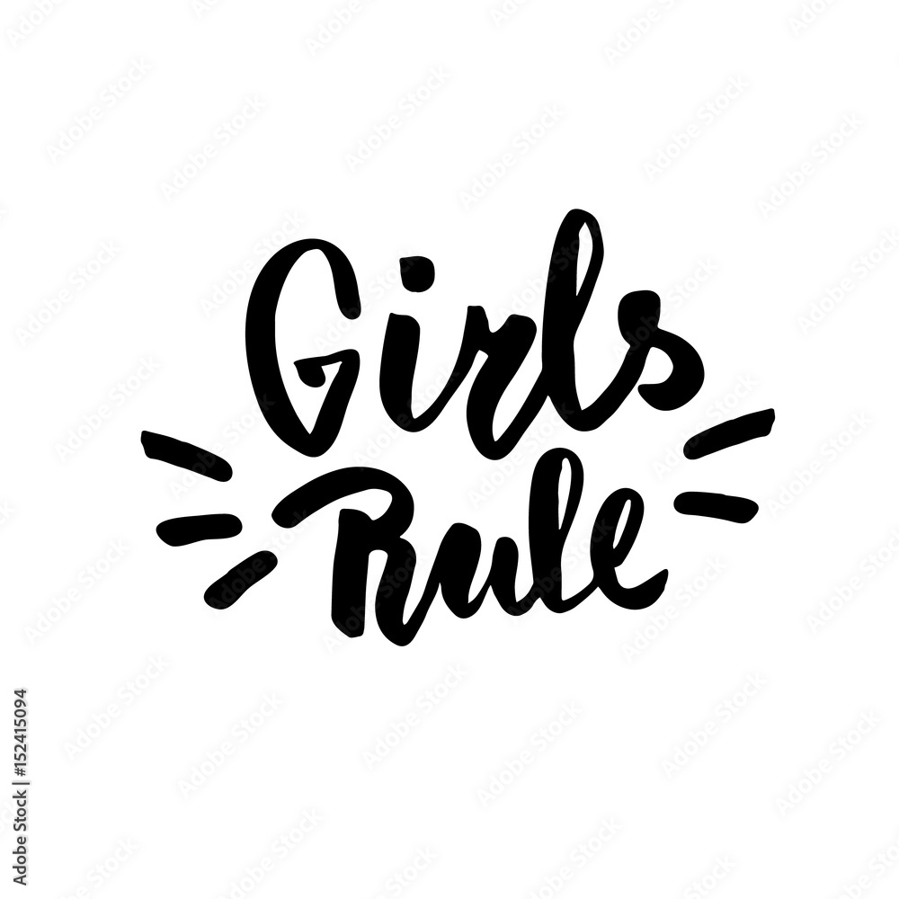Girls rule. Handwritten inspiration quote. Lettering for t-shirt, bag, poster, apparel. Vector illustration