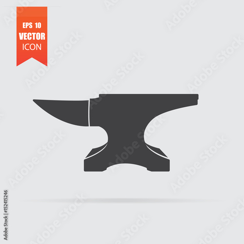 Anvil icon in flat style isolated on grey background.