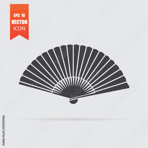 Fan icon in flat style isolated on grey background.