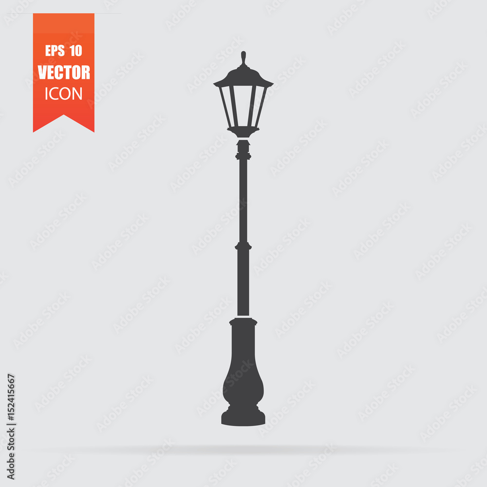 Street light icon in flat style isolated on grey background. Street light icon in flat style isolated on grey background.