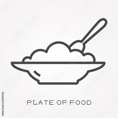 Line icon plate of food