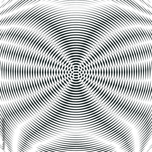 Striped  psychedelic background with black and white moire lines. Gradient optical pattern  motion effect tile.
