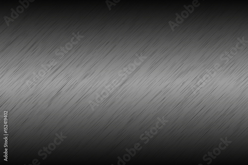 Gray metallic abstract background, brushed metal, stainless steel, aluminum texture, black-grey gradient with oblique lines, vector illustration