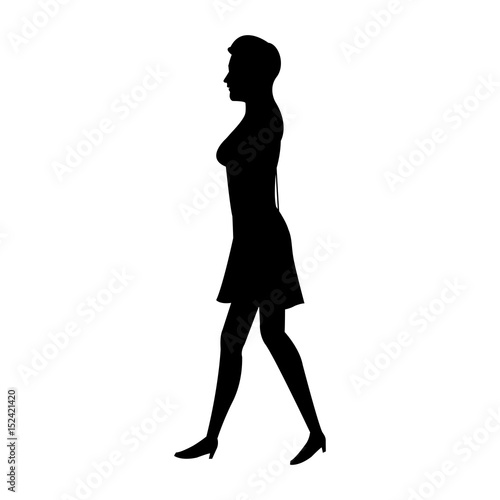 silhouette woman walking fashion image vector illustration