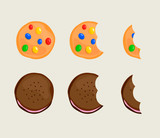 Biscuit cracker in different eating stages