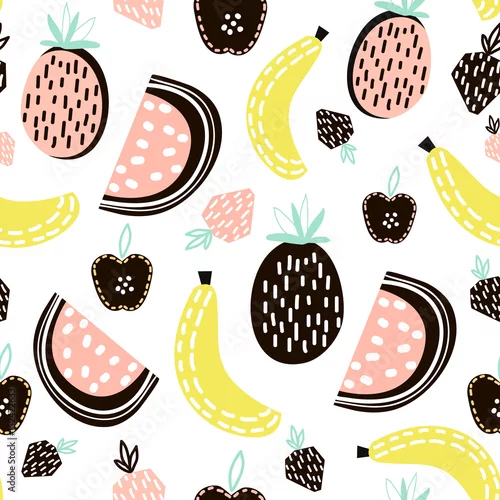 Tapety Wzór owoców egzotycznych. Idealne dla dzieci tkaniny, tekstylia, ilustracji wektorowych