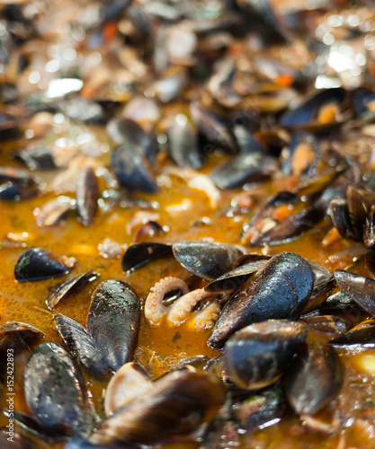Fototapeta Naklejka Na Ścianę i Meble -  Cooking mussel soup