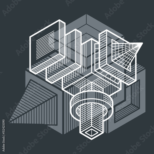 Abstract vector geometric form, 3D creative shape.