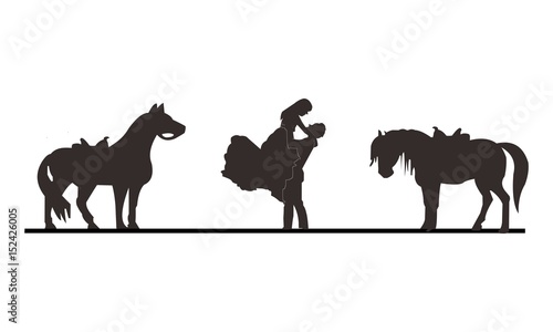 Romantic couples in their horse