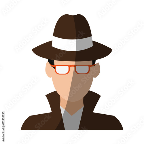 faceless man wearing glasses hat and trench coat  avatar icon image vector illustration design 