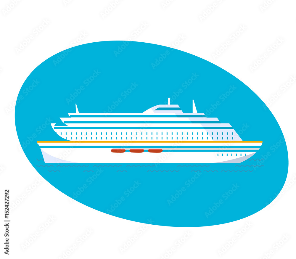 A large multi-storey cruise passenger liner on a white background.