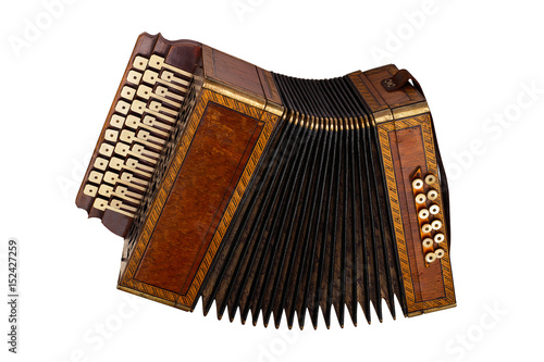 фотографія musical instrument accordion isolated on white background