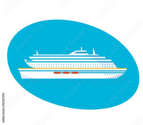 A large multi-storey cruise passenger liner on a white background. © Idey