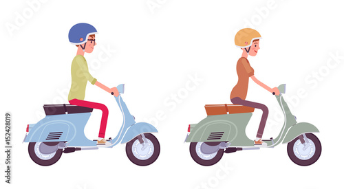 Man and woman riding a scooter