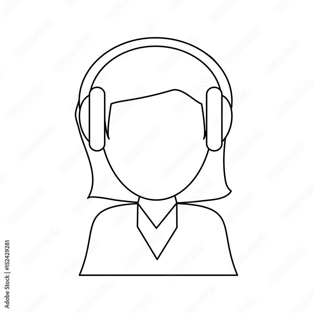 person with headphones icon image vector illustration design single black line person with headphones icon image vector illustration design single black line