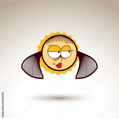 Vector hand drawn happy gir...