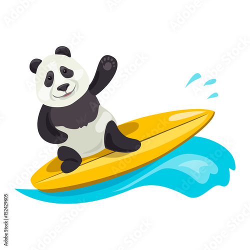 Canvas Print funny panda on surfing