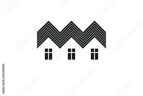 Abstract simple country houses vector illustration, homes image. Touristic and real estate idea, three cottages front view. Real estate business or property developer corporate theme.