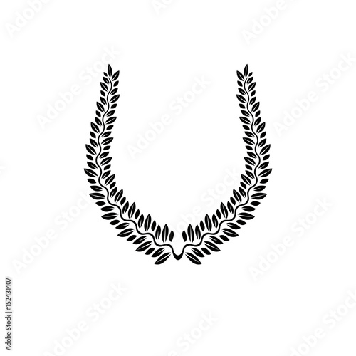 Laurel Wreath floral ancient emblem created in horseshoe shape. Heraldic vector design element. Retro style label, heraldry logo.