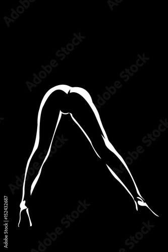 Obraz na płótnie Silhouette of the slender legs of a bent woman. w salonie