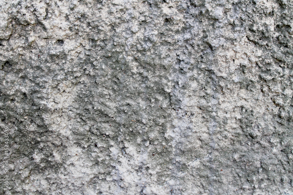 Artistic concrete texture for a background in black, gray and white colors with gravel drops close-up. The relief wall of the house, like the texture for construction