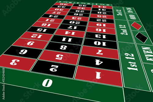 Traditional European Roulette Table perspective vector illustration