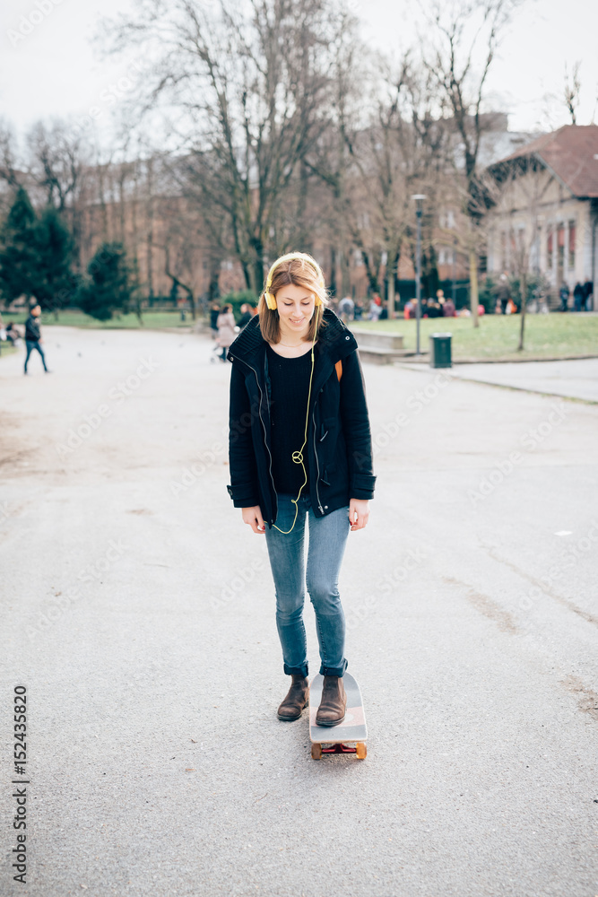 Fototapeta premium young beautiful hipster sporty blonde woman