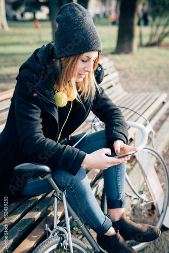 young beautiful hipster sporty blonde woman