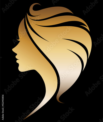 illustration vector of women silhouette icon on black background