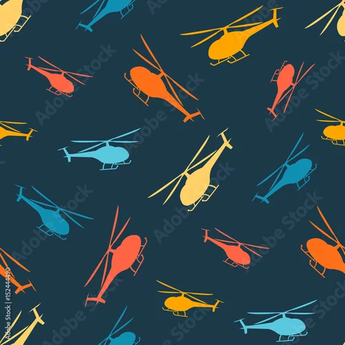 Tapety Bezszwowy wektorowy jaskrawy wzór helikopter