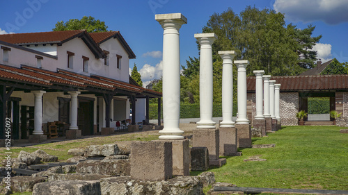 Reconstructed Roman celtic town of Schwarzenacker near Homburg Saar in Germany