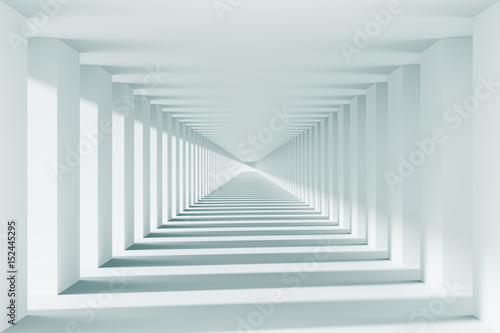 design element. 3D illustration. rendering. futuristic interior. empty corridor  black and white