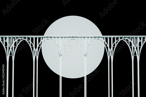 design element. 3D illustration. rendering. concept concrete bridge at moonlight photo