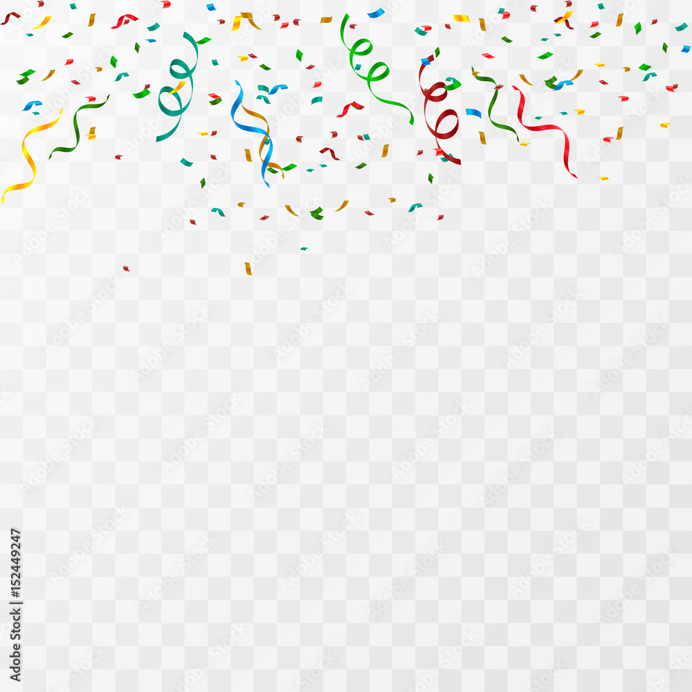 Colorful party confetti on a transparent background