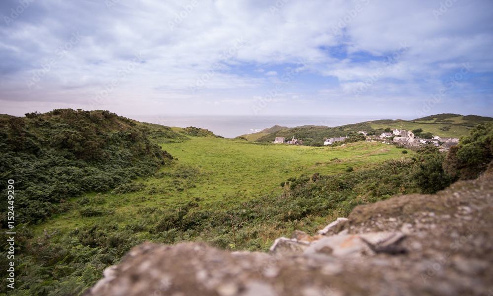 Cornwall Landscape with Little Town and Blue Sky Cornwall Landscape with Little Town and Blue Sky