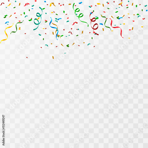 Colorful party confetti on a transparent background