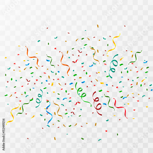 Colorful party confetti on a transparent background