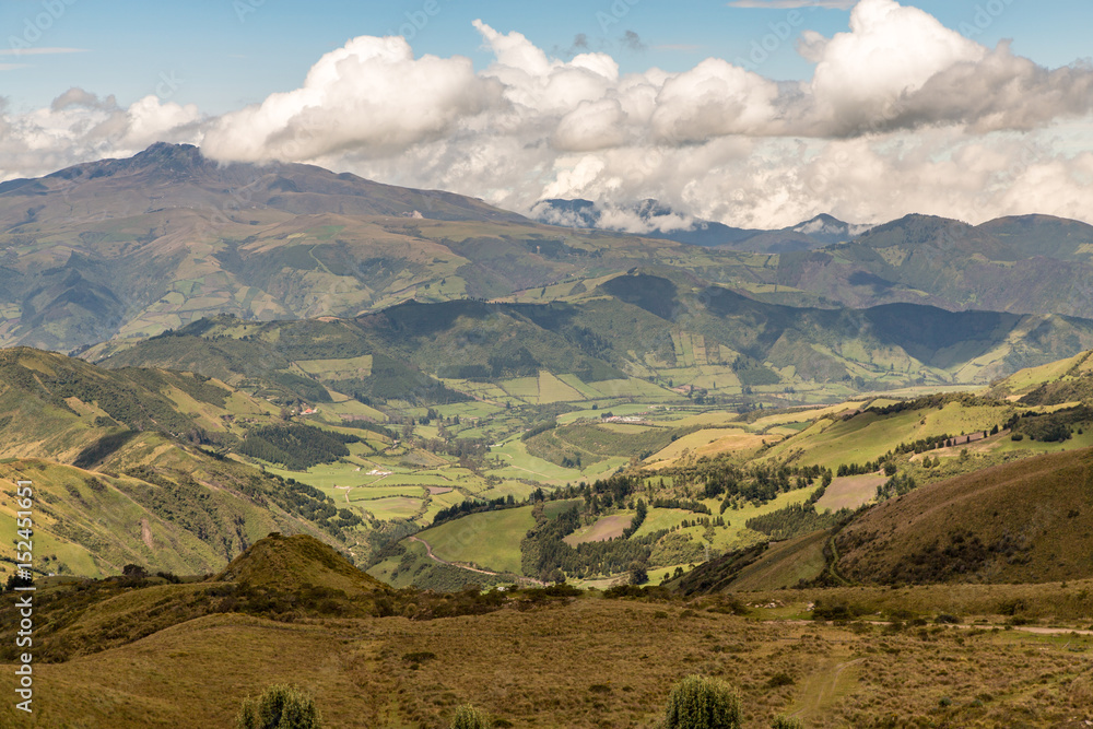 Obraz premium View of the Valley and Mountains, High Above Quito, Ecuador 