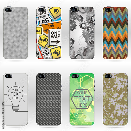 Set of Mobile phone cover. Example of design cover.